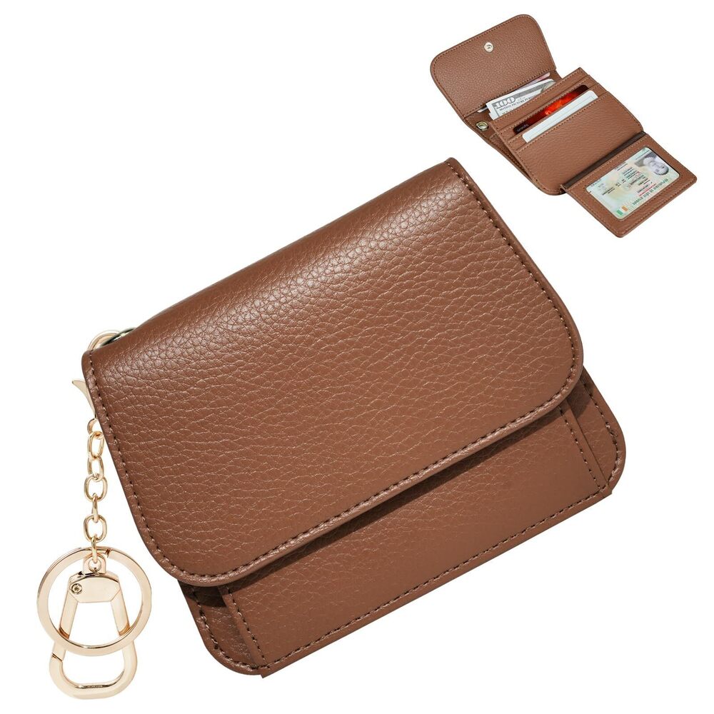 1809 Small RFID Wallet ,Slim Wallet with Keychain Tri-Fold Credit Card